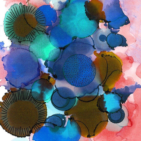 Crowded Spheres 2 Black Modern Wood Framed Art Print with Double Matting by Rupe, Kim