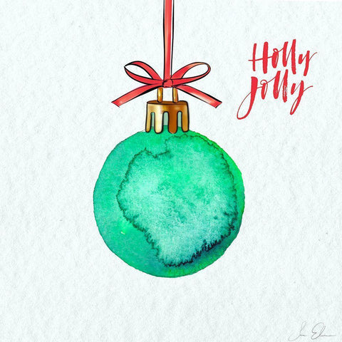 Holly Jolly Ornament White Modern Wood Framed Art Print with Double Matting by Elizabeth, Sara