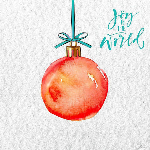 Joy to the World Ornament Gold Ornate Wood Framed Art Print with Double Matting by Elizabeth, Sara