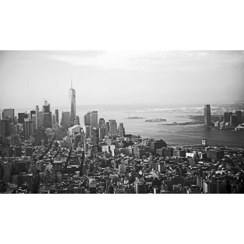 A Fly Over The City 1 Black Modern Wood Framed Art Print with Double Matting by Colberg, Lisa