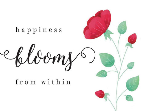 Happiness Blooms From Within Black Ornate Wood Framed Art Print with Double Matting by McFarland, Leslie