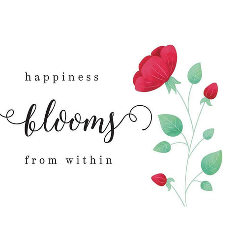Happiness Blooms From Within Black Modern Wood Framed Art Print with Double Matting by McFarland, Leslie