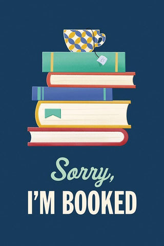 Sorry Im Booked White Modern Wood Framed Art Print with Double Matting by McFarland, Leslie
