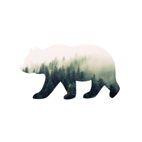 Bear Silhouette 1 Gold Ornate Wood Framed Art Print with Double Matting by McFarland, Leslie
