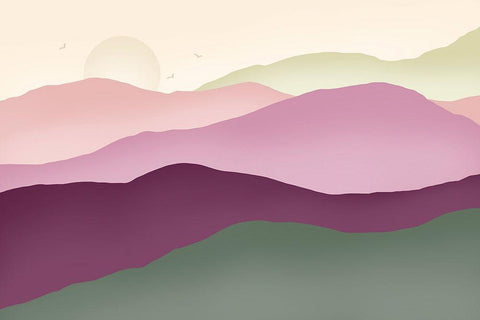 Colorful Mountains 1 White Modern Wood Framed Art Print with Double Matting by McFarland, Leslie