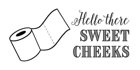 Hello There Sweet Cheeks White Modern Wood Framed Art Print with Double Matting by McFarland, Leslie