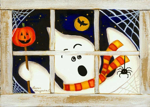 BOO White Modern Wood Framed Art Print with Double Matting by Korsgaden, Laurie