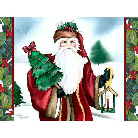Father Christmas White Modern Wood Framed Art Print by Korsgaden, Laurie