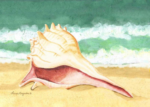 Seashell I Black Ornate Wood Framed Art Print with Double Matting by Korsgaden, Laurie