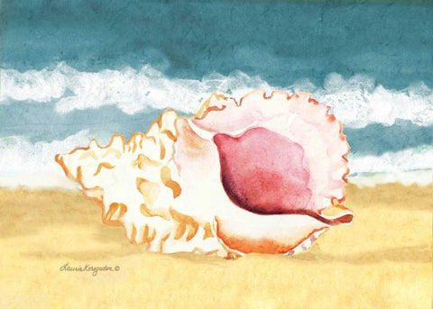 Seashell II White Modern Wood Framed Art Print with Double Matting by Korsgaden, Laurie