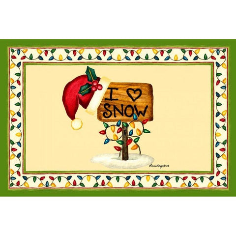 I love Snow Black Modern Wood Framed Art Print with Double Matting by Korsgaden, Laurie