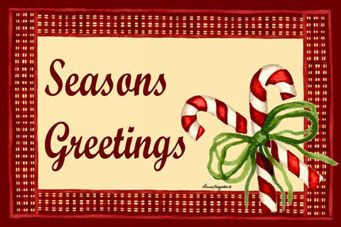 Seasons Greetings Black Ornate Wood Framed Art Print with Double Matting by Korsgaden, Laurie