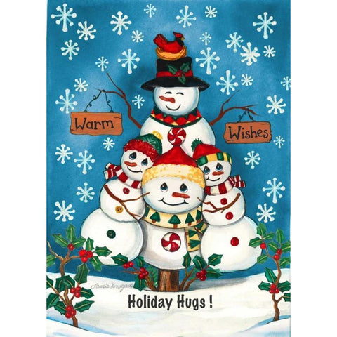 Holiday Hugs White Modern Wood Framed Art Print by Korsgaden, Laurie