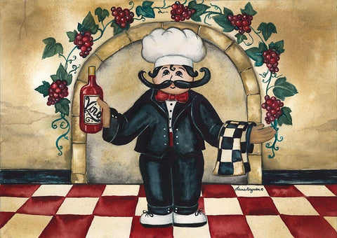 Chefs Black Ornate Wood Framed Art Print with Double Matting by Korsgaden, Laurie