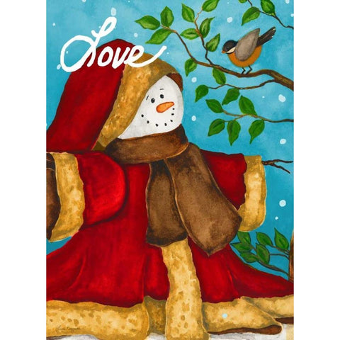 Snowman Love White Modern Wood Framed Art Print by Korsgaden, Laurie