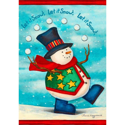 Let It Snow-ball Gold Ornate Wood Framed Art Print with Double Matting by Korsgaden, Laurie