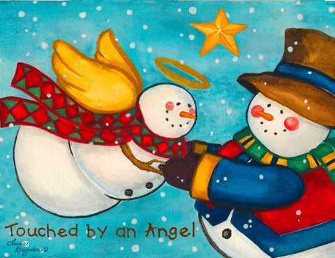 Touched by An Angel White Modern Wood Framed Art Print with Double Matting by Korsgaden, Laurie