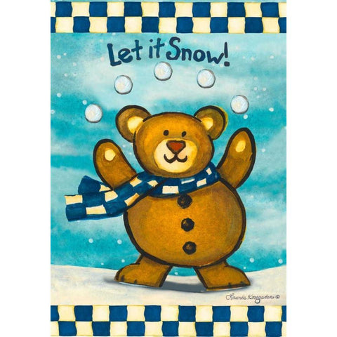 Let it Snow Bear White Modern Wood Framed Art Print by Korsgaden, Laurie