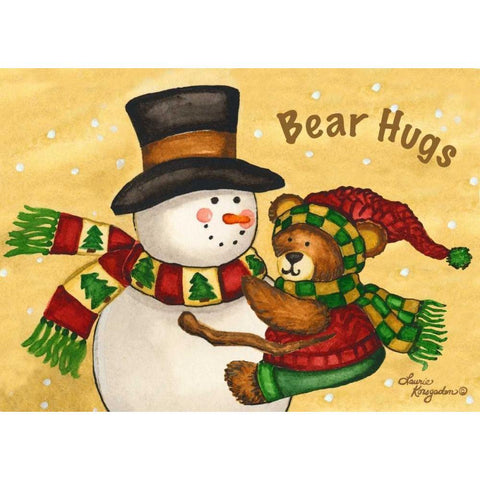 Bear Hugs Gold Ornate Wood Framed Art Print with Double Matting by Korsgaden, Laurie