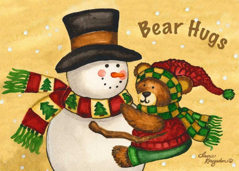 Bear Hugs White Modern Wood Framed Art Print with Double Matting by Korsgaden, Laurie