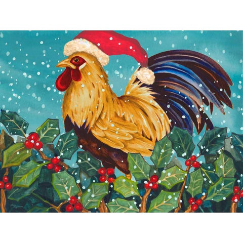 Mr Christmas Rooster Black Modern Wood Framed Art Print by Korsgaden, Laurie
