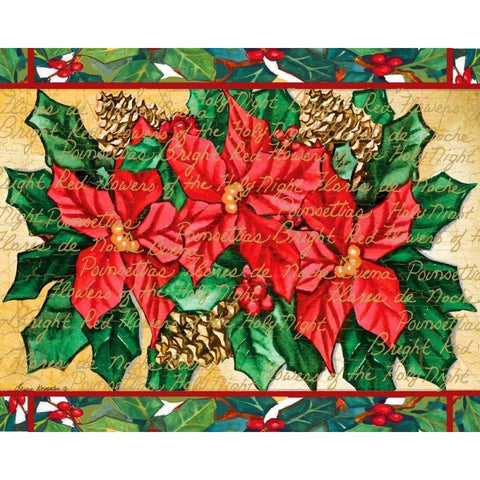 Poinsettas Black Modern Wood Framed Art Print by Korsgaden, Laurie