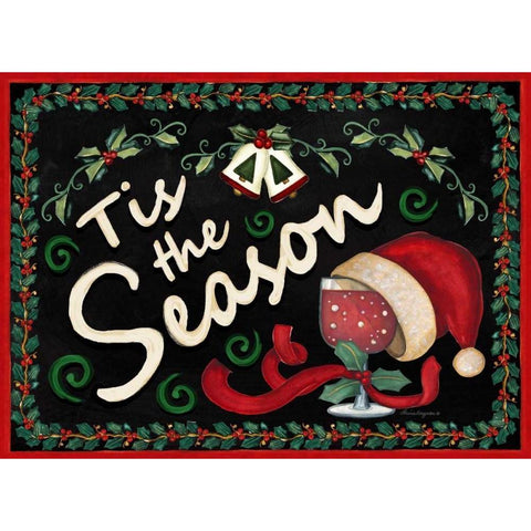 Tis the Season Black Modern Wood Framed Art Print with Double Matting by Korsgaden, Laurie