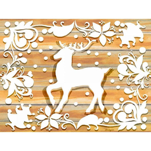 Holiday Deer White Modern Wood Framed Art Print by Korsgaden, Laurie