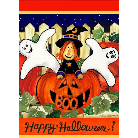 Happy Halloween Black Modern Wood Framed Art Print by Korsgaden, Laurie