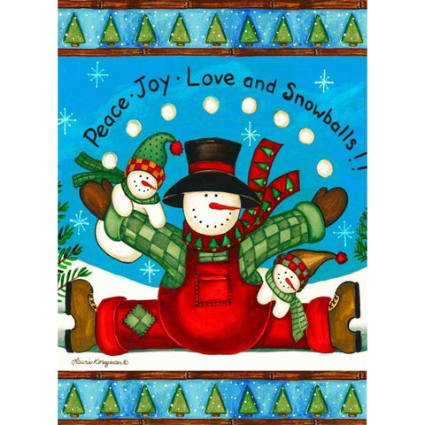 Love And Snowballs Black Modern Wood Framed Art Print by Korsgaden, Laurie