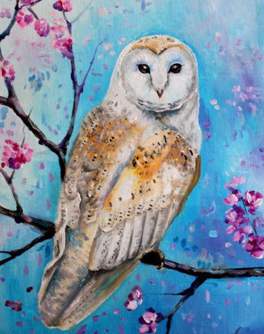 OwlWays 1 White Modern Wood Framed Art Print with Double Matting by Colberg, Lisa