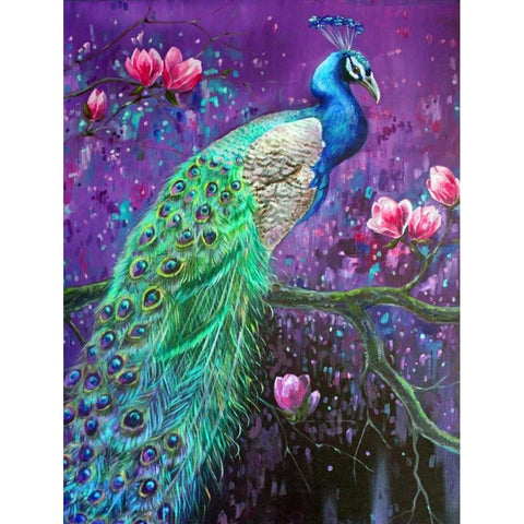 Botanical Peacock 1 Black Modern Wood Framed Art Print with Double Matting by Colberg, Lisa
