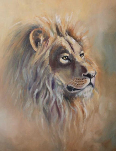 Lion 1 Black Ornate Wood Framed Art Print with Double Matting by Colberg, Lisa