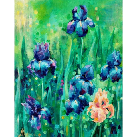 Irises 1 Gold Ornate Wood Framed Art Print with Double Matting by Colberg, Lisa