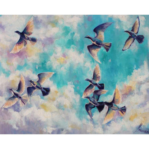 Birds 1 Gold Ornate Wood Framed Art Print with Double Matting by Colberg, Lisa