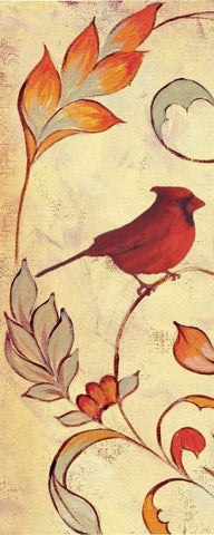 Bird Vine Panel 1 Black Ornate Wood Framed Art Print with Double Matting by Rossi, Lorraine