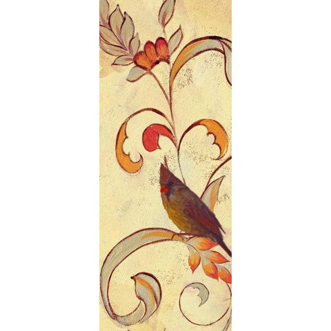Bird Vine Panel 2 Black Modern Wood Framed Art Print by Rossi, Lorraine