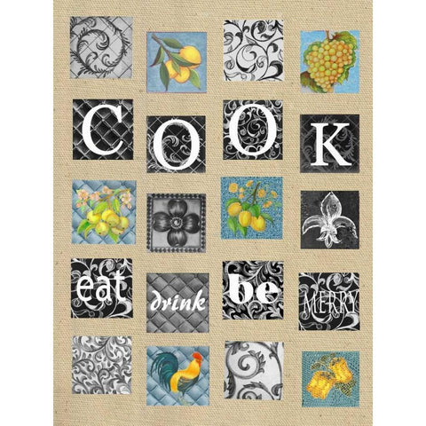 Cook Tiles Black Modern Wood Framed Art Print with Double Matting by Rossi, Lorraine