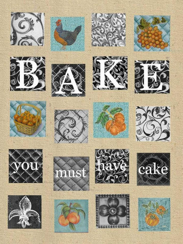Bake Tiles White Modern Wood Framed Art Print with Double Matting by Rossi, Lorraine