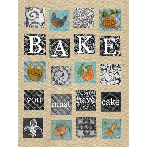 Bake Tiles Black Modern Wood Framed Art Print by Rossi, Lorraine