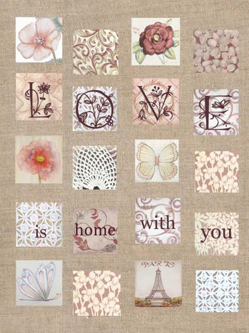 Love Tiles Black Ornate Wood Framed Art Print with Double Matting by Rossi, Lorraine