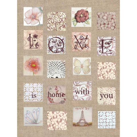 Love Tiles Black Modern Wood Framed Art Print by Rossi, Lorraine