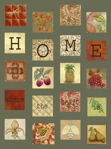 Home Tiles Black Ornate Wood Framed Art Print with Double Matting by Rossi, Lorraine