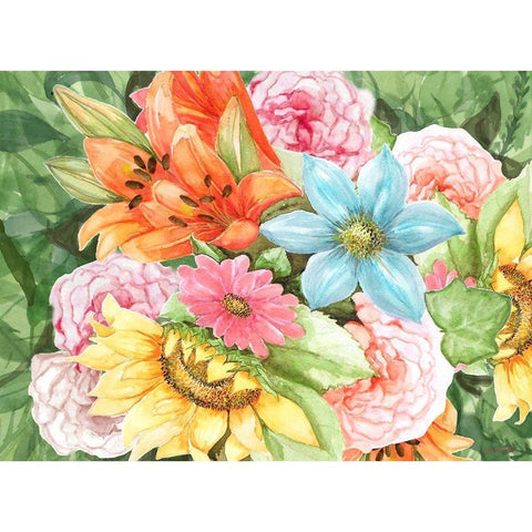 Jungle Bouquet Black Modern Wood Framed Art Print by Rossi, Lorraine