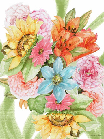 Jungle Bouquet II White Modern Wood Framed Art Print with Double Matting by Rossi, Lorraine