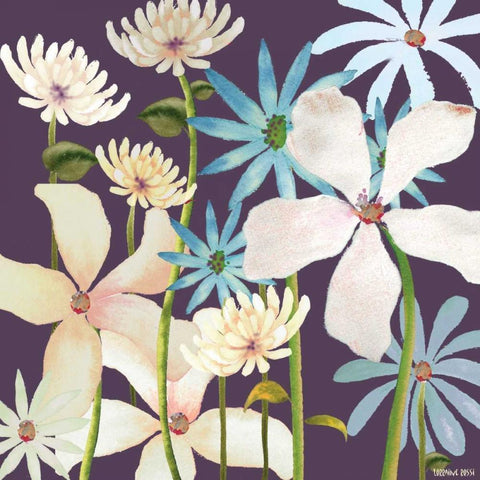 Blackberry Posies Black Modern Wood Framed Art Print by Rossi, Lorraine