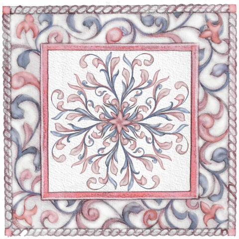 Florentine Rose Quartz and Serenity 1 Gold Ornate Wood Framed Art Print with Double Matting by Rossi, Lorraine