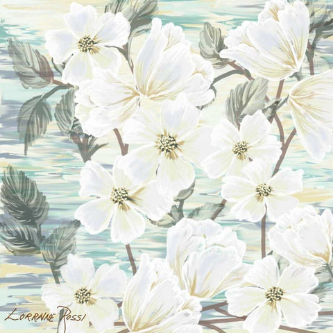 White Water Flowers 2 Black Modern Wood Framed Art Print by Rossi, Lorraine