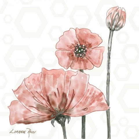 Poppy Umbrella 1 Gold Ornate Wood Framed Art Print with Double Matting by Rossi, Lorraine