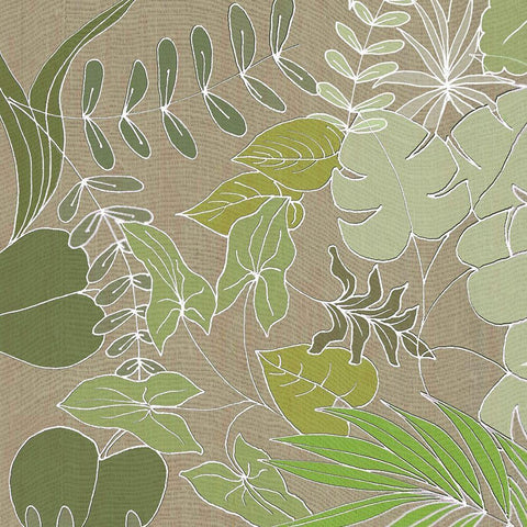 Linen Leaves 1 Gold Ornate Wood Framed Art Print with Double Matting by Rossi, Lorraine